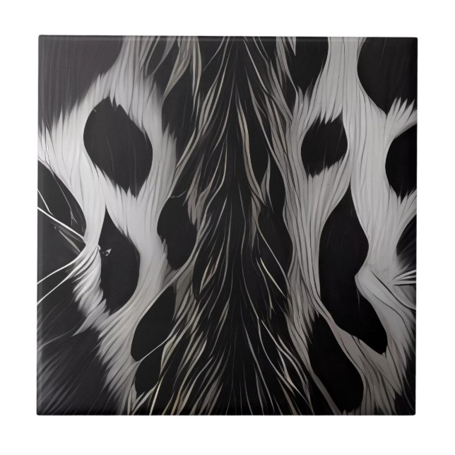 Schwarzer Leopard Keramik Tile Set Fliese (Vorderseite)