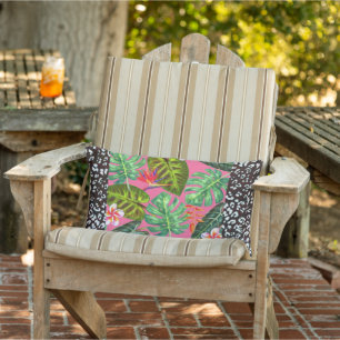 Schwarzer Leopard Pink Tropical Throw Kissen Für Draußen