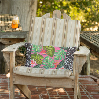 Schwarzer Leopard Pink Tropical Throw Kissen Für Draußen
