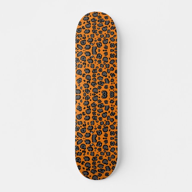 Schwarzer Leopard Print Skateboard (Vorne)