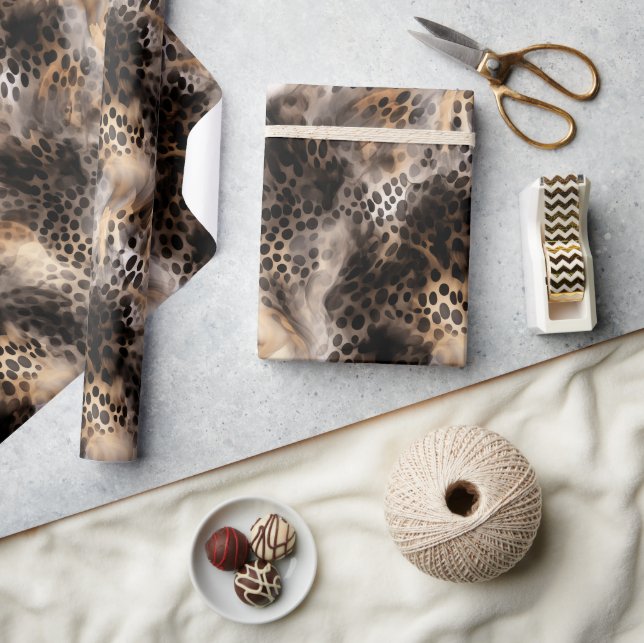 Schwarzer Leopard Tier Geburtstag Geschenkpapier (Kunsthandwerk)