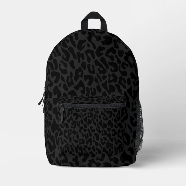 schwarzer Leopardendruck Bedruckter Rucksack (Vorderseite)