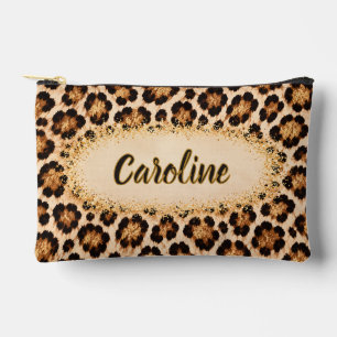 Schwarzer Leopardendruck Glamour in Gold Zubehörtasche