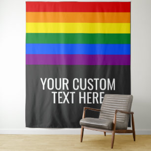 Schwarzer LGBT-Regenbogen-Streifen mit individuell Wandteppich