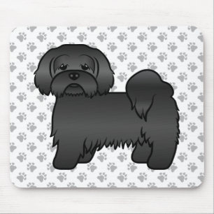 Schwarzer Lhasa Apso Niedlicher Cartoon Dog Illust Mousepad