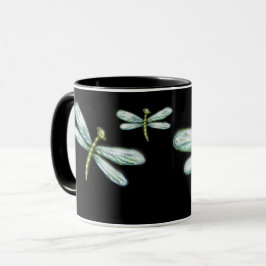Schwarzer Libellen-Entwurf Tasse