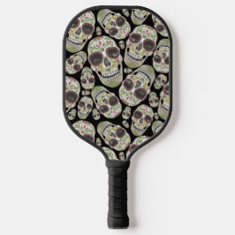 Schwarzer Lila Tag der Toten Monogramm Pickleball Schläger