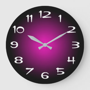 Schwarzer lila und heißer rosa radialer Farbverlau Große Wanduhr