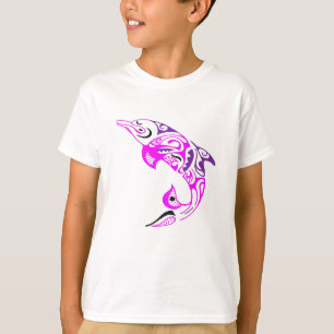 Schwarzer lila und rosa Stammes- T-Shirt