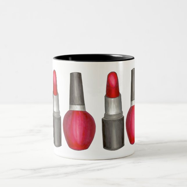 Schwarzer Lipstick Nail Polnisch Makeuty Tasse (Mittel)