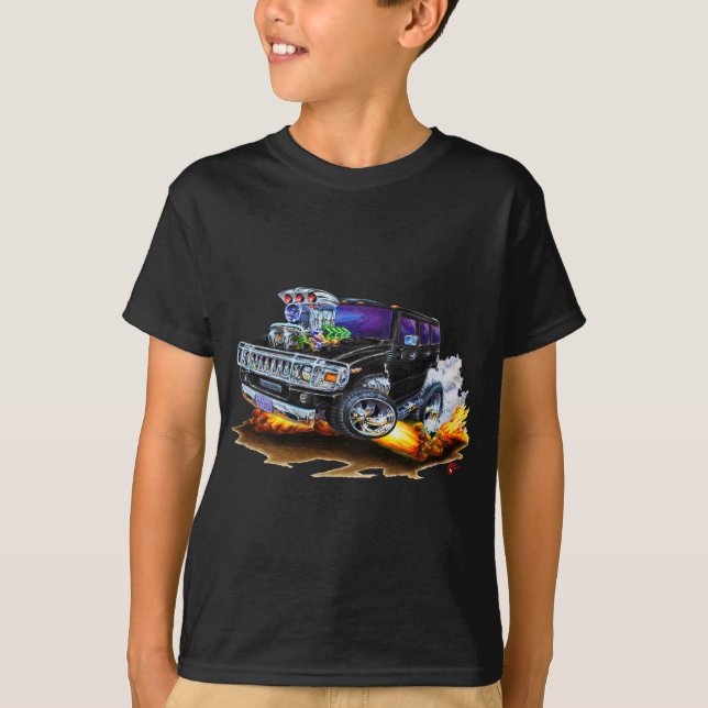Schwarzer LKW Hummers H2 T-Shirt (Vorderseite)