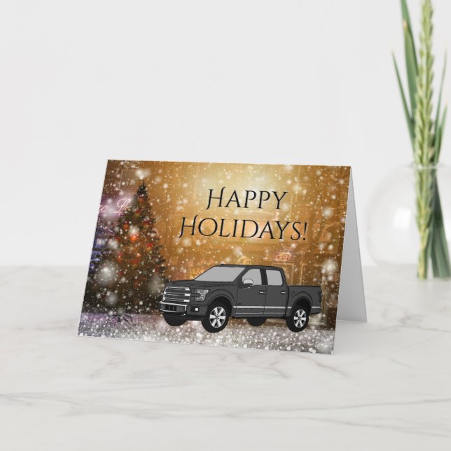 Schwarzer LKW Weihnachten Winterschnee Happy Urlau (Vorderseite)