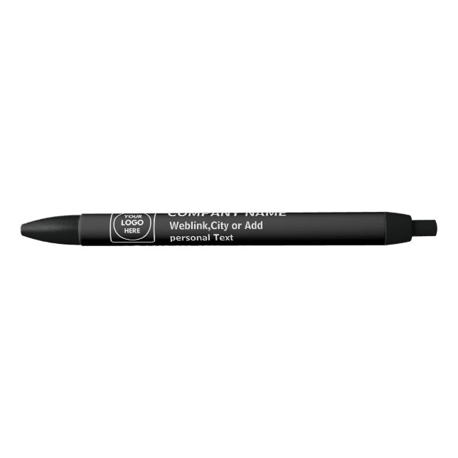Schwarzer Logo Name Firmenstift Kugelschreiber (Vorderseite)