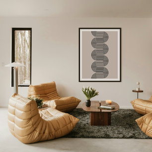 Schwarzer Lombard Wellenlinien Moderner Minimaler  Poster