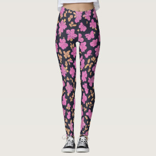 Schwarzer Lulemon Rosa Schmetterlinge Leggings
