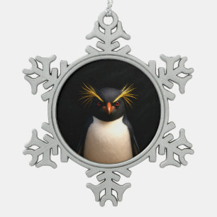 Schwarzer Luxe-Schneeflocken-Anhänger Felsenpingui Schneeflocken Zinn-Ornament