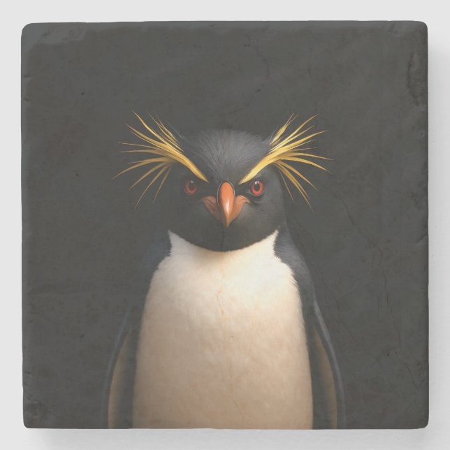 Schwarzer Luxe-Steinuntersetzer mit Rockhopper Pin Steinuntersetzer (Vorderseite)
