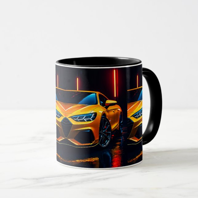 Schwarzer Luxus-Sportwagen Tasse (VorderseiteRechts)