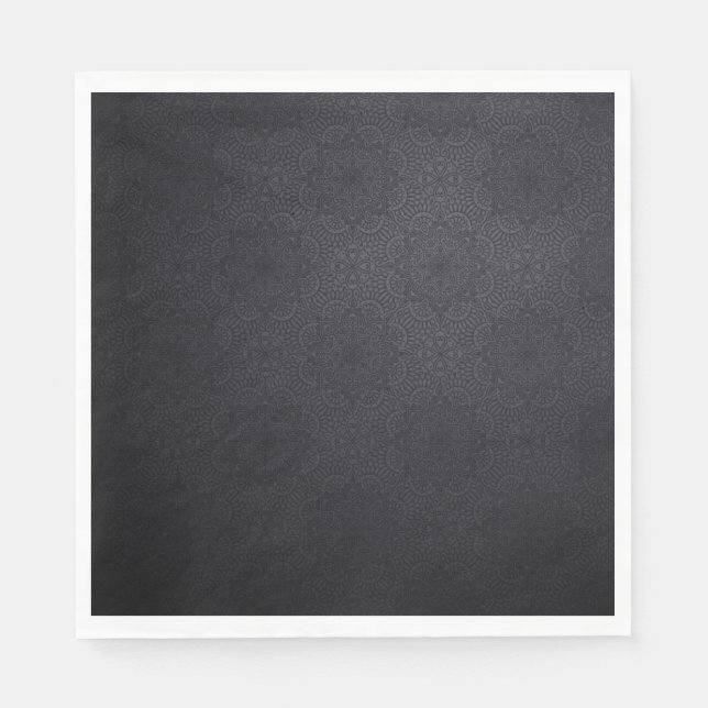 Schwarzer Luxus-Ziermandaldesign Serviette (Vorderseite)