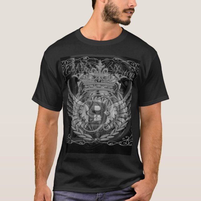 Schwarzer Lyon royal gebogen  T-Shirt (Vorderseite)