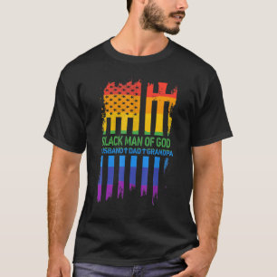 Schwarzer Mann Gottes Vater Ehemann Gay Pride Prie T-Shirt