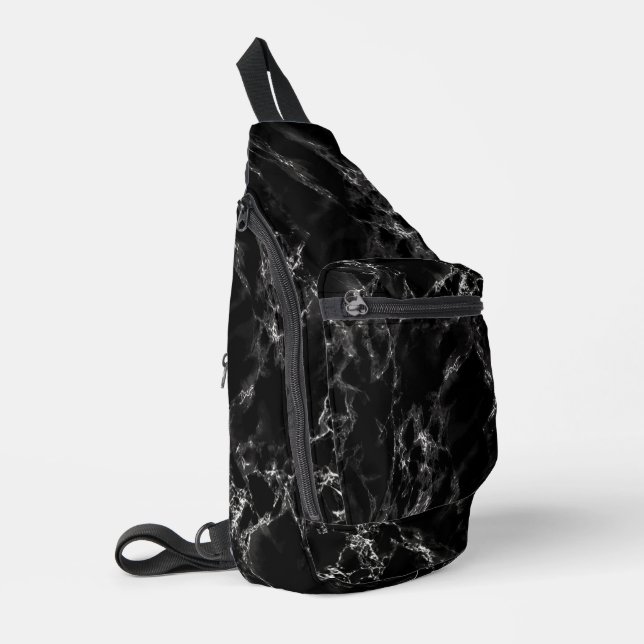 Schwarzer Marmor Crossbody Bag (Linke Seite)