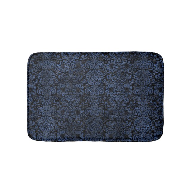 SCHWARZER MARMOR DAMASK2 U. BLAUER STEIN BADEMATTE (Vorderseite)
