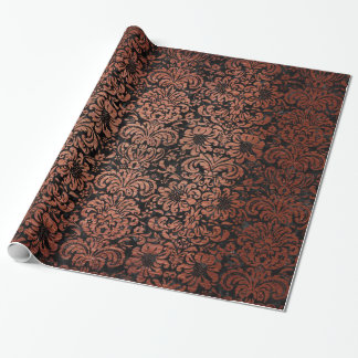 SCHWARZER MARMOR DAMASK2 U. KUPFER GEBÜRSTETES GESCHENKPAPIER