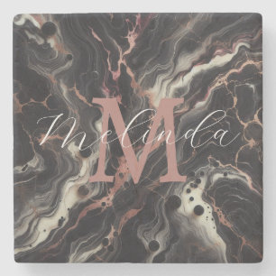 Schwarzer Marmor Einfache Stone & Granite Trinkbeh Steinuntersetzer