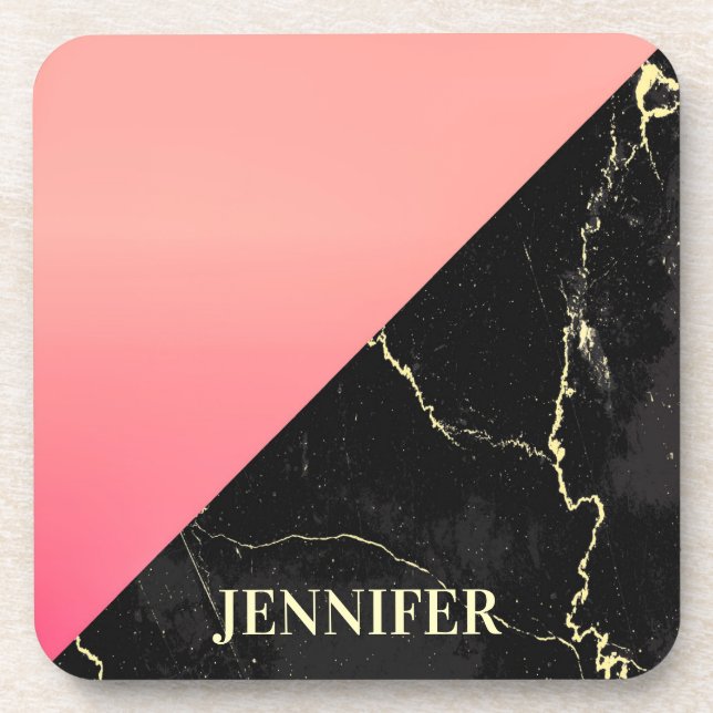 Schwarzer Marmor Getränkeuntersetzer (Vorderseite)