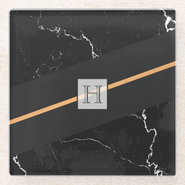 Schwarzer Marmor Glasuntersetzer (Vorderseite)