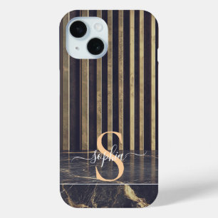schwarzer Marmor gold Glitter Monogramm Case-Mate iPhone Hülle