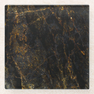 Schwarzer Marmor, goldene Adern, Textur. Glasuntersetzer