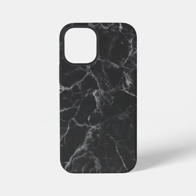Schwarzer Marmor iPhone 12 Mini Hülle (Rückseite)