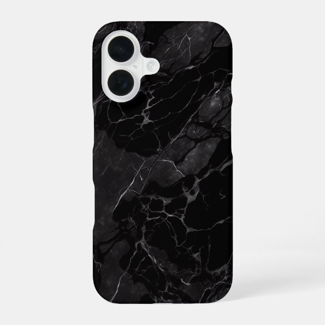 Schwarzer Marmor iPhone 16 Hülle (Rückseite)