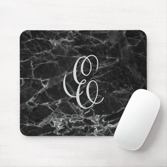 Schwarzer Marmor mit benutzerdefinierter Initial M Mousepad (Mit Mouse)