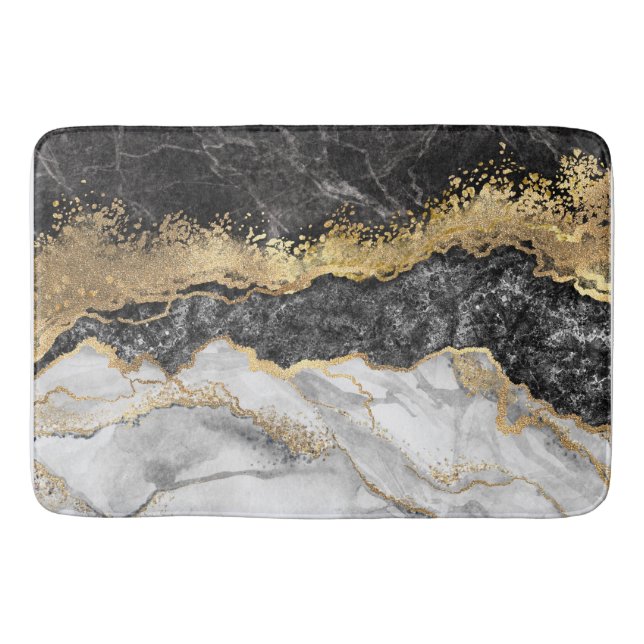 Schwarzer Marmor mit Gold Hübsch Badematte (Vorderseite)