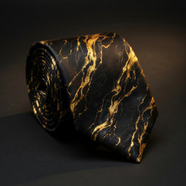 Schwarzer Marmor mit Gold | Luxuriöser flüssiger G Krawatte