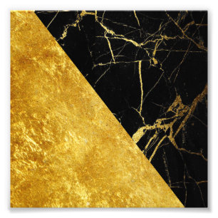 Schwarzer Marmor mit Goldblatt-Quadrat-Foto-Druck Fotodruck