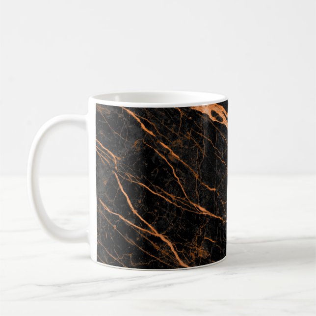 schwarzer Marmor mit goldenen Adern, Kaiser-Marmor Kaffeetasse (Links)