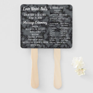 Schwarzer Marmor mit White Text Hochzeitsprogramm Fächer