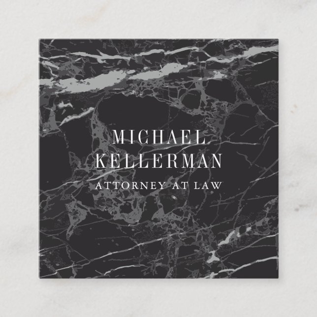 Schwarzer Marmor Quadratische Visitenkarte (Vorderseite)