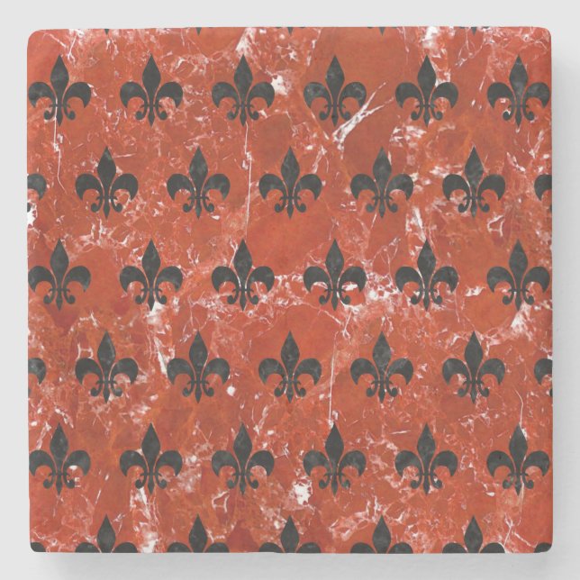 SCHWARZER MARMOR ROYAL1 U. ROTER MARMOR STEINUNTERSETZER (Vorderseite)