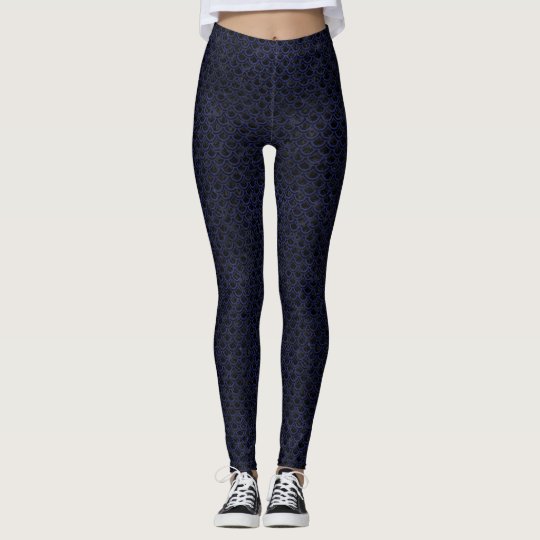 SCHWARZER MARMOR SCALES2 U. BLAUES LEDER LEGGINGS
