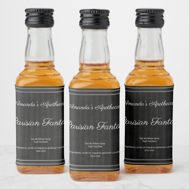 Schwarzer Marmor Silver Frame Parfüm Flasche Etike Alkoholflaschenetikett (Flaschen)