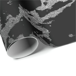 Schwarzer Marmor Silver Shiny Deep Gray Shadows Geschenkpapier