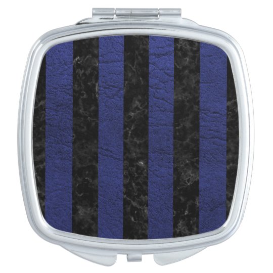 SCHWARZER MARMOR STRIPES1 U. BLAUES LEDER SCHMINKSPIEGEL