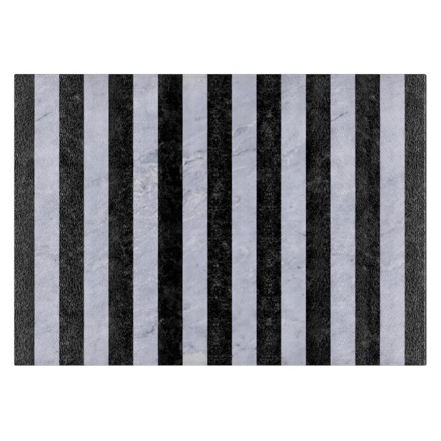 SCHWARZER MARMOR STRIPES1 U. WEISSER MARMOR SCHNEIDEBRETT (Vorderseite)