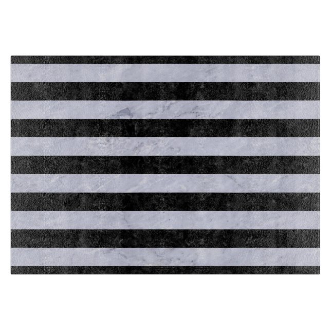 SCHWARZER MARMOR STRIPES2 U. WEISSER MARMOR SCHNEIDEBRETT (Vorderseite)