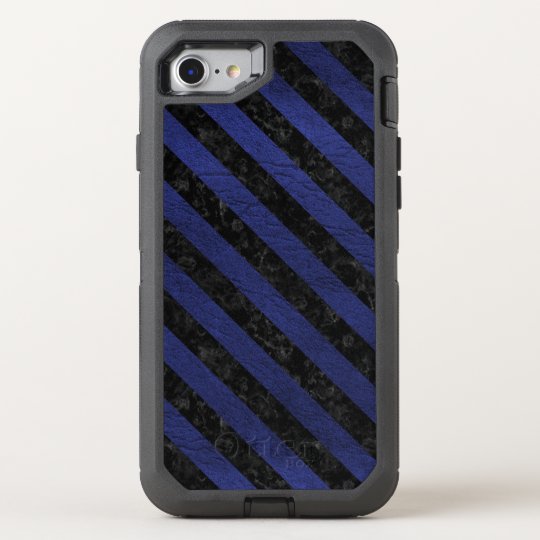 SCHWARZER MARMOR STRIPES3 U. BLAUES LEDER (R) OtterBox DEFENDER iPhone 7 HÜLLE